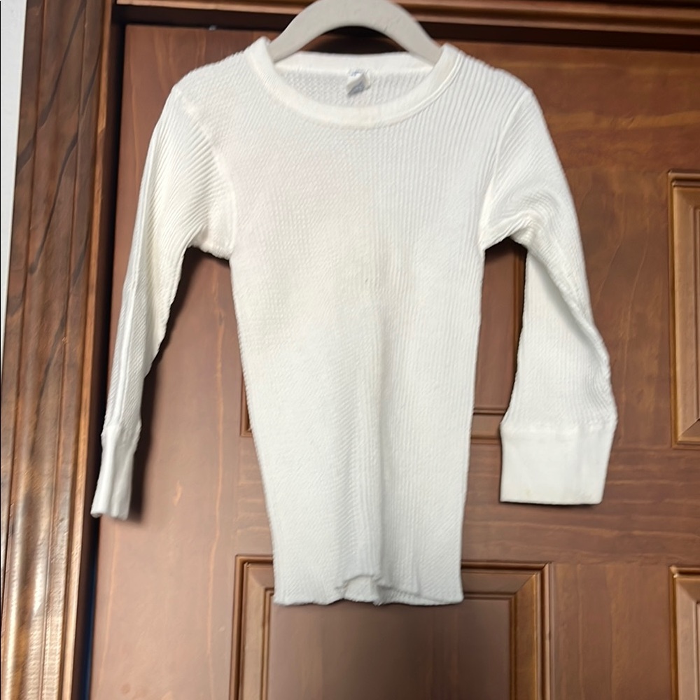 Vintage Blank White J.E. Morgan Waffle Knit Thermal Shirt USA Toddler 3T